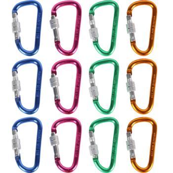Buntes Mini-Karabiner-Set mit Schraubverschluss, 12-tlg., Für Outdoor, Camping & Heimwerker, robust & langlebig