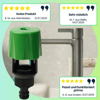 Preview: 2er-Set Universal Wasserhahn Adapter: Macht jeden Hahn zum Schlauchanschluss für Garten & Haushalt, einfach zu montieren, für flexible Bewässerung