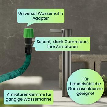 Preview: 2er-Set Universal Wasserhahn Adapter: Macht jeden Hahn zum Schlauchanschluss für Garten & Haushalt, einfach zu montieren, für flexible Bewässerung