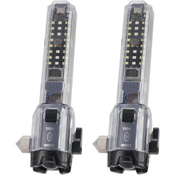 Preview: 2er-Set Leistungsstarke Akku-Taschenlampe mit Notfallhammer & Gurtschneider: Ihr zuverlässiger Begleiter für Auto, Camping & Notfälle, Sicherheit unterwegs!