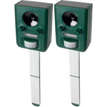 2er-Set Universal Solar Tiervertreiber mit Ultraschall und Blitzlicht, Reichweite 10m, effektiv, tierfreundlich & umweltfreundlich