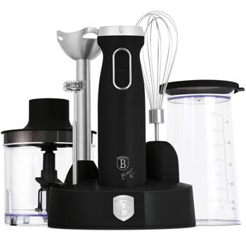 Preview: Vielseitiges Stabmixer-Set, 800W, mattschwarz: Schneebesen, Milchaufschäumer & Pürierstab, Universal-Zerkleinerer für Hobbyköche & Profis