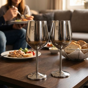 Elegantes 2tlg. Metall Weinglas Set, silber: Unzerbrechlich & stilvoll für Weinliebhaber, Robust, kühlend & für besondere Momente 