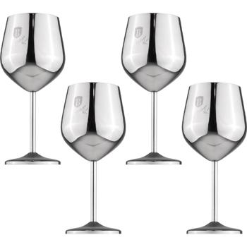 Preview: Elegantes 4tlg. Metall Weinglas Set, silber: Unzerbrechlich & stilvoll für Weinliebhaber, Robust, kühlend & für besondere Momente 