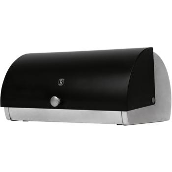 Preview: Moderner Brotkasten, Edelstahl, mattschwarz-silber, 38,5 x 28 x 18,5 cm, für langanhaltende Frische & stilvolle Brot-Aufbewahrung