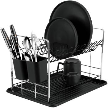 Stabiles Abtropfgestell, matt-schwarz: Stilvolle & praktische Abtropfhilfe für Geschirr, platzsparend & ein modernes Accessoire für Ihre Küche