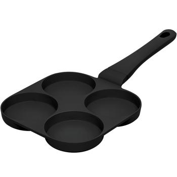 Praktische 4-Loch Pfanne (Ø 20cm) in elegantem Mattschwarz: Perfekt für Spiegeleier, Pancakes & Burger, antihaftbeschichtung, einfache Reinigung & zeitsparend