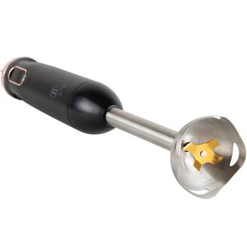 Eleganter 800W Stabmixer: Design-Highlight in schwarz-roségold, aus robustem Edelstahl für kraftvolles Mixen von Smoothies, Suppen, Saucen