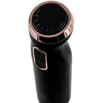 Preview: Eleganter 800W Stabmixer: Design-Highlight in schwarz-roségold, aus robustem Edelstahl für kraftvolles Mixen von Smoothies, Suppen, Saucen
