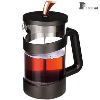 Preview: Edle French-Press für Kaffee und Tee, 1 l, schwarz-roségold:  Kaffeebereiter für aromatischen Kaffee & losen Tee, Ihr Barista-Erlebnis Zuhause