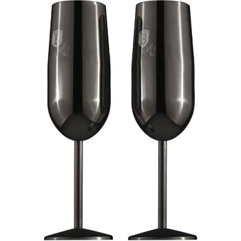 Preview: Elegantes 4tlg. Metall Champagnerglas Set, schwarz: Unzerbrechlich & stilvoll für Sektliebhaber, Robust, kühlend & für besondere Momente
