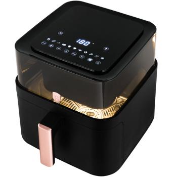 Preview: Heissluftfritteuse mit Sichtfenster & 11 Kochprogramme-Air Fryer, 7,2L, schwarz-roségold, fettarmes Frittieren, elegantes Design, knusprige Ergebnisse