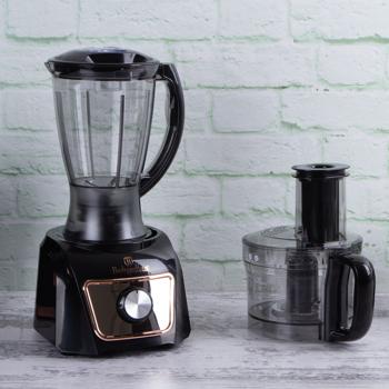 Preview: Kompakt-Küchenmaschine, schwarz-roségold, 500W - Multifunktionsmixer mit Zitruspresse. Leistungsstarker Food-Processor für beste Koch-Ergebnisse