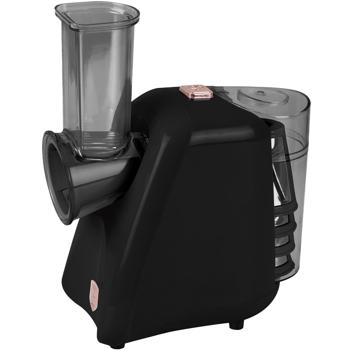 Preview: Elektrische Küchenreibe mit 5 Aufsätzen, schwarz-roségold, 150 Watt -  Zum Hobeln, Hacken oder Reiben