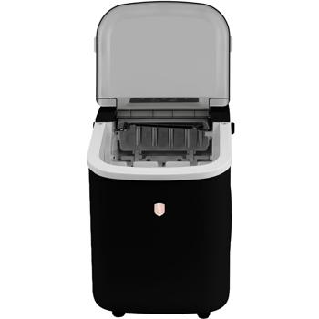 Preview: Premium Eismaschine & Eiswürfelbereiter Schwarz-Roségold, 9 perfekte Eiswürfel in 6 Minuten & 10Kg/24h, Kompakt für Bar & Küche