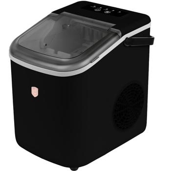 Preview: Premium Eismaschine & Eiswürfelbereiter Schwarz-Roségold, 9 perfekte Eiswürfel in 6 Minuten & 10Kg/24h, Kompakt für Bar & Küche