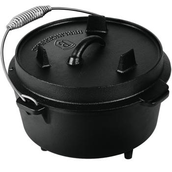 Preview: Robuster 4 Liter Dutch Oven aus Gusseisen mit Füssen: Ideal für Schmoren, Backen & Outdoor-Küche, gleichmässige Hitze