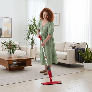 Preview: Bodenwischer 2in1 Nass-Trocken - mit Sprühfunktion & 300 ml Wassertank - Schwenkkopf - für Fliesen, Laminat, Holz & Vinyl - Mühelose Hausreinigung