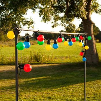 Preview: 2er-Set Stimmungsvolle 4-farbige LED-Lichterkette mit 20 Glühbirnen, ca. 4 m, IP44: Farbenfrohe Lichtergirlande - Ideal für Garten, Balkon & Party