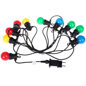 Preview: Stimmungsvolle 4-farbige LED-Lichterkette mit 10 Glühbirnen, ca. 2,7 m, IP44: Farbenfrohe Lichtergirlande - Ideal für Garten, Balkon & Party