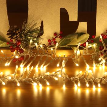 Preview: 2er-Set Wunderschöne LED-Büschel-Lichterkette, 2000 warmweisse LEDs, 8 Leucht-Modi, IP44, 20m - Ideal für Weihnachten, Balkon, Garten, Hochzeit & Deko