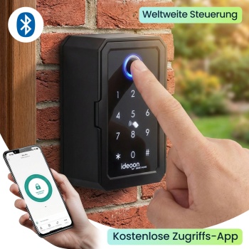Preview: Smarter Schlüssel-Safe mit Fingerabdruck, PIN, Transponder-Karte, Bluetooth – Eine sichere Keybox für Haus, Büro & Ferienwohnung