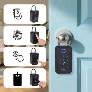 Preview: Smarter Schlüssel-Safe mit Fingerabdruck, PIN, Transponder-Karte, Bluetooth – Eine sichere Keybox für Haus, Büro & Ferienwohnung