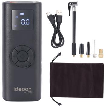 Preview: Akku Kompressor - Mobile Luftpumpe für Reifen & Bälle - 150 psi - 4.000 mAh Akku - LCD-Display - LED-Licht - inkl. Adapterset