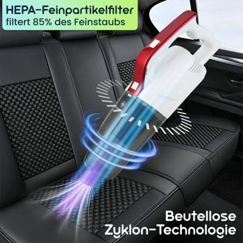 Preview: Multifunktionaler 2in1 Akku-Staubsauger Nass- & Trocken: Kraftvolle 7 kPa & HEPA-Filter – Beutellos & kabellos für makellose Sauberkeit in Haus & Auto