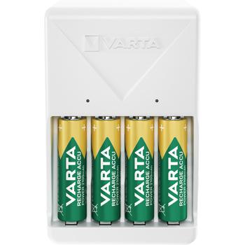 Kompaktes VARTA Ladegerät für Akkus (AA/AAA) - mit LED-Statusanzeige, schnelles Laden, kompakt & ideal für Haushalt, Büro & unterwegs