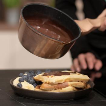 Preview: Exklusives Design-Kochset, 15-teilig, Kochbesteck & Untersetzer, edles Rosé-Gold, hochwertiges & stilvolles Aluminium