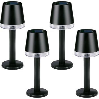 4er-Set Moderne Solar Tischleuchte Schwarz: Design Outdoor Lampe, kabellos & wetterfest – Dein stilvoller Blickfang für Garten, Balkon & Terrasse