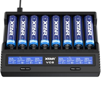 Preview: Intelligentes Ladegerät für Li-Ionen-/Ni-MH-/Ni-CD-Akkus, 8 Schacht Universal Charger – LCD-Display zur optimalen Ladeüberwachung