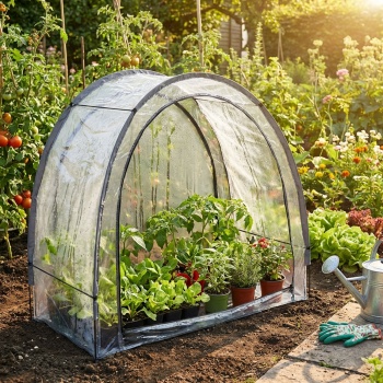 Preview: Robustes Foliengewächshaus und Überwinterungszelt, 175x186x84 cm: Ein Pflanzenschutzzelt für optimale Ernte & frostfreie Pflege