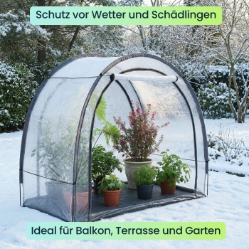 Preview: Robustes Foliengewächshaus und Überwinterungszelt, 175x186x84 cm: Ein Pflanzenschutzzelt für optimale Ernte & frostfreie Pflege
