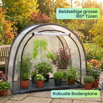 Preview: Robustes Foliengewächshaus und Überwinterungszelt, 175x186x84 cm: Ein Pflanzenschutzzelt für optimale Ernte & frostfreie Pflege