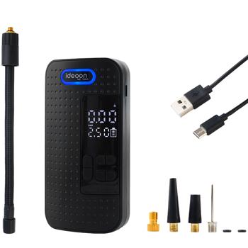 Preview: Mobiler 10.3 bar Akku-Kompressor: Leistungsstarke & kabellose Luftpumpe mit Digital-Display für Auto & Fahrrad, inkl. Powerbank und LED-Leuchte