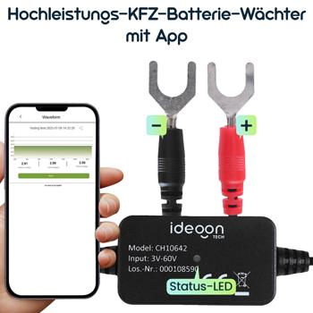 Preview: Hochleistungs-KFZ-Batterie-Wächter mit App – Zuverlässige 6-12V Überwachung für maximale Startleistung, Batterie Monitor, IPX7