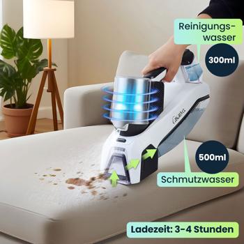 Preview: Kabelloser Profi Waschsauger 60W mit Li-Ion-Akku – Leistungsstarker Fleckenentferner für Polster, Textilien, Teppiche, Autositze – Akku-Reiniger Mobil Effizient