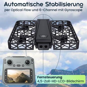 Preview: Kamera Drohne faltbar mit Full-HD Dual-Kamera & 120m Reichweite – FPV Steuerung m. 4,5 Zoll HD Bildschirm, Optical Flow & 50x Zoom