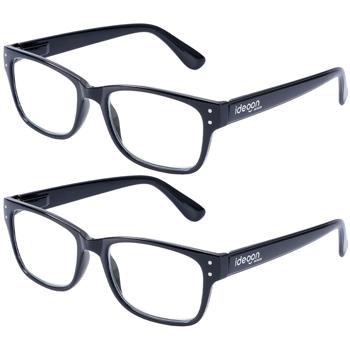 2er-Set Modische Lesebrille mit Brillenetui, +4,0 dpt, schwarz: Klassische Sehhilfe für Damen & Herren, elegant, komfortabel & robust