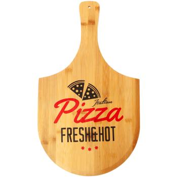 Preview: Pizzabrett aus Bambus - 53,5x30,5cm - Mit trendigem Aufdruck 