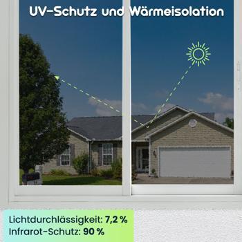 Preview: 4er-Set Sichtschutzfolie grau-matt, 60 x 200 cm - selbstklebende Fensterfolie mit UV-Schutz - hitzereduzierend & ideal für Fenster, Büro & Wohnräume
