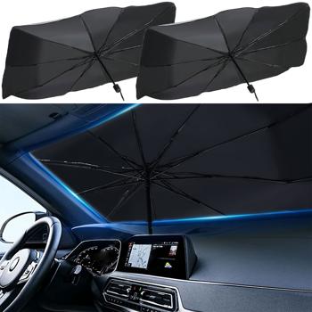 2er-Set Wärmeisolierender Sonnenschutz Windschutzscheibe 145x79cm: UV50+ Schutz – Hält Auto kühl, schützt Innenraum & Armaturen effektiv