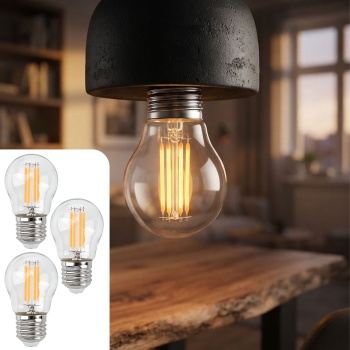 3er-Set LED Filament Lampe G45 E27 4W 400lm Warmweiss 2500K Vintage Glühbirne Retro Glühlampe Dimmbar Warmes Licht Kugelform Edison Tropfenlampe