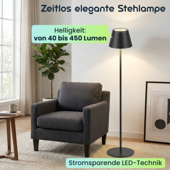 Preview: 2er-Set höhenverstellbare LED-Stehlampe, dimmbar, schwarz, 50/90/130 cm- elegantes Stimmungslicht für Wohnzimmer, Schlafzimmer, Büro und Aussenbereich