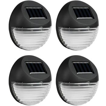 Preview: 8er-Set Kompakte Solar LED Wandleuchte & Zaunleuchte: Stilvolle Aussenbeleuchtung für Treppen & Wege, energiesparend, wetterfest