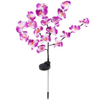 Eleganter Solar Gartenstecker Orchidee (70cm): Dekoratives Licht für Beet, Balkon & Terrasse, zauberhafte Blüten-Optik