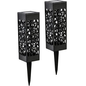 Preview: 2er-Set Solar Schattenlampe mit Erdspiess – stilvolle Garten-Laterne mit Solarpanel, wetterfest & energieeffizient – ideal für Terrasse, Weg & Balkon