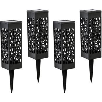 Preview: 4er-Set Solar Schattenlampe mit Erdspiess – stilvolle Garten-Laterne mit Solarpanel, wetterfest & energieeffizient – ideal für Terrasse, Weg & Balkon